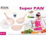 BOLDE - Super PAN Granite 3+1 pcs set BEIGE Panci Keramik Anti Lengket